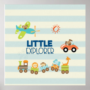 Animal Toy Train Car and Aeroplane Little Explorer Poster