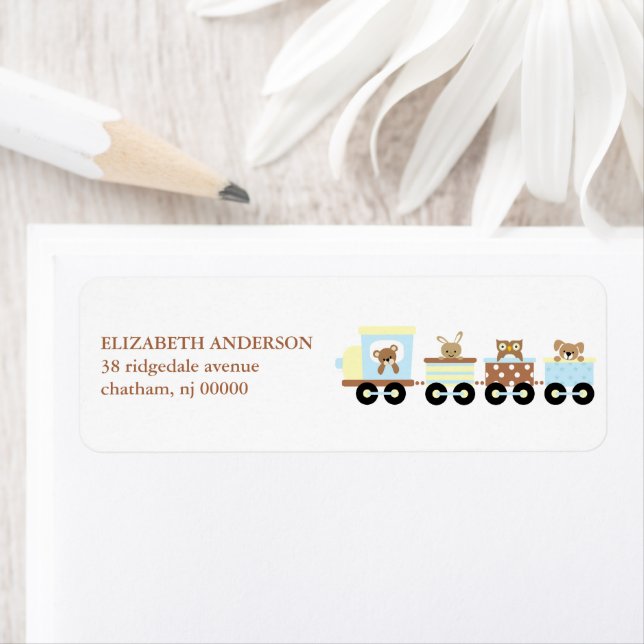 Animal Toy Train Return Address Labels (Insitu)
