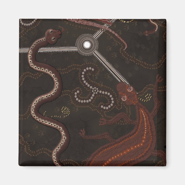 "Animal Tracks" Australian Aboriginal Art Magnets (Front)