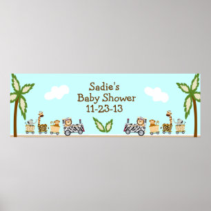 Animal Train Baby Shower Banner Poster