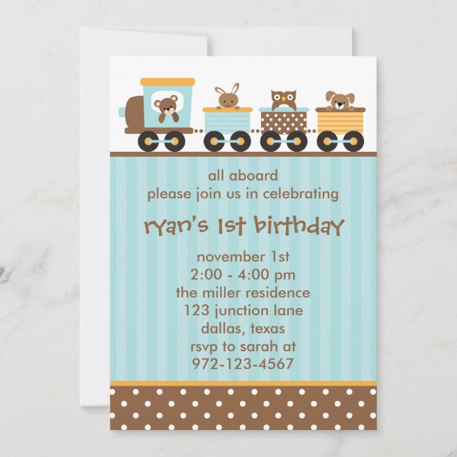 Animal Train Invitations (Front)
