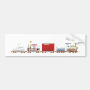 Animal Train Long Bumper Sticker