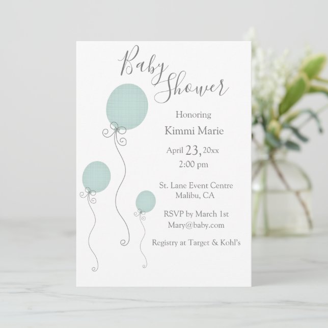 Animal Trains Boy Baby Shower Green Blue Invitation (Standing Front)