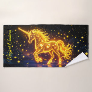 Animal unicorn fantasy gold luminous stars bath towel