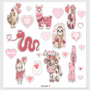 Animal Variety Valentines Custom-Cut Vinyl Sticker