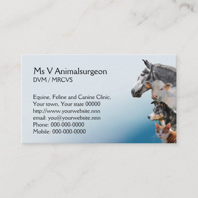 Animal vet appointment card (Front)