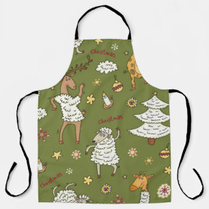 animal vintage Christmas sheep Apron
