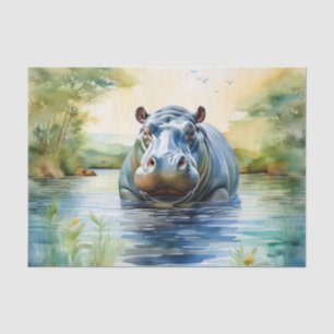 Animal Watercolor Hippopotamus Tissue Paper