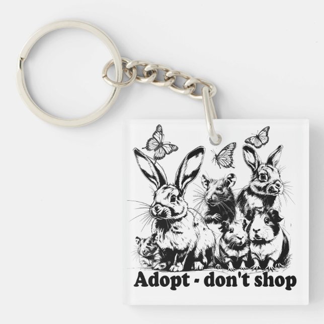 Animal Welfare - Adopt don't shop Key Ring (Front)