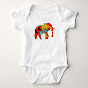 Animal Welfare - Elephant Silhouette Fractal 1 Baby Bodysuit