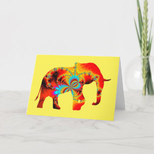 Animal Welfare - Elephant Silhouette Fractal 1 Card