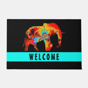 Animal Welfare - Elephant Silhouette Fractal 1 Doormat