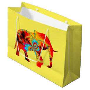 Animal Welfare - Elephant Silhouette Fractal 1 Large Gift Bag