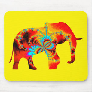 Animal Welfare - Elephant Silhouette Fractal 1 Mouse Pad