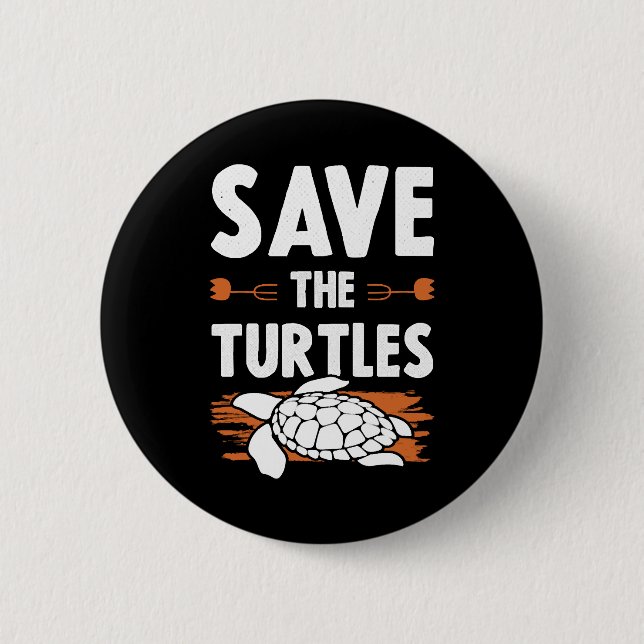 animal welfare turtle 6 cm round badge (Front)