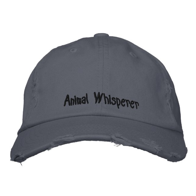 Animal Whisperer Quote Rustic Scotland Blue Black  Embroidered Hat (Front)