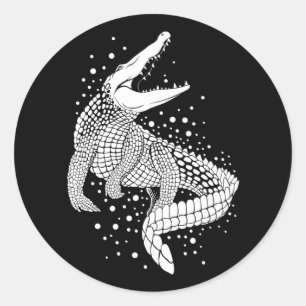 Animal White Silhouette - Crocodile Classic Round Sticker