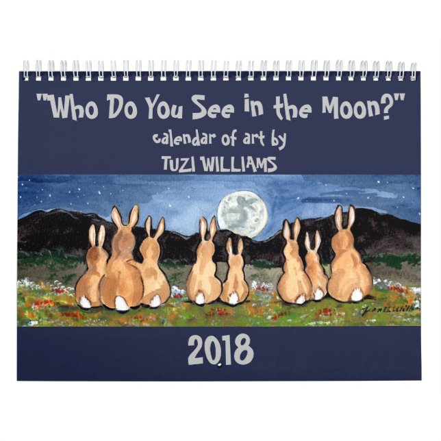 Animal Wildlife Moon Any Year Calendar Art Rabbit (Cover)