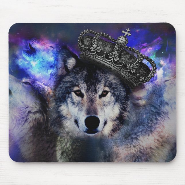 Animal wolf in crown mouse pad (Front)