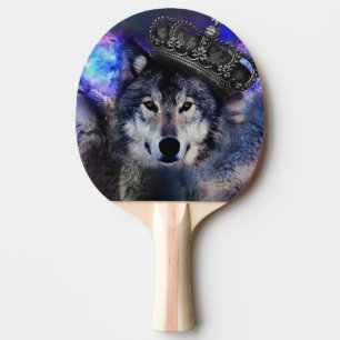 Animal wolf in crown ping pong paddle