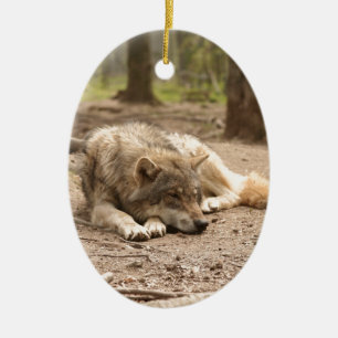 Animal Wolf Peace Love Wild Country Nature Ceramic Ornament