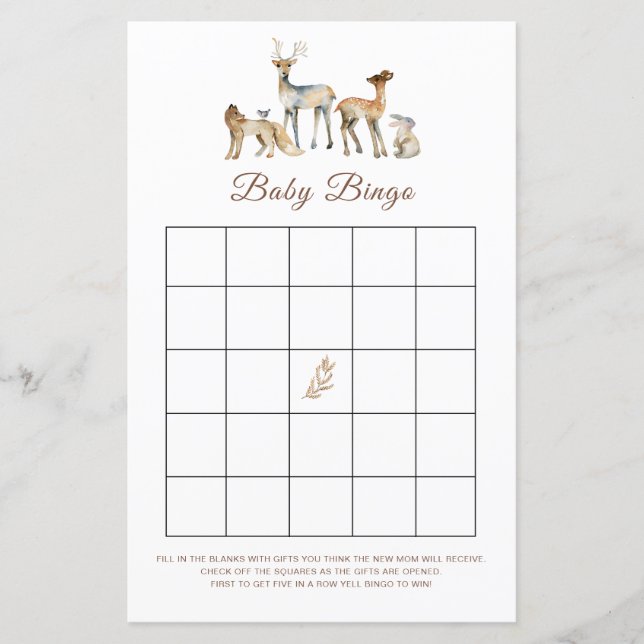 Animal Woodland Baby Bingo Game (Front)