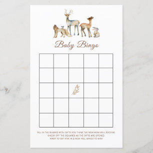 Animal Woodland Baby Bingo Game