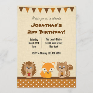 Animal Woodland Birthday Party Invitation