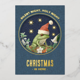 Animal Woodland real foil Christmas Card - Frog