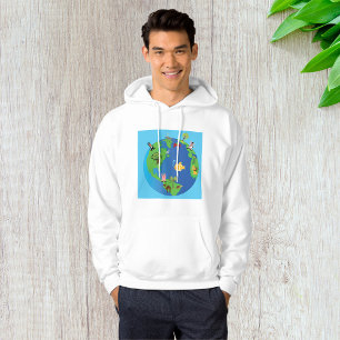 Animal World Map Cute Wildlife Illustration  Hoodie