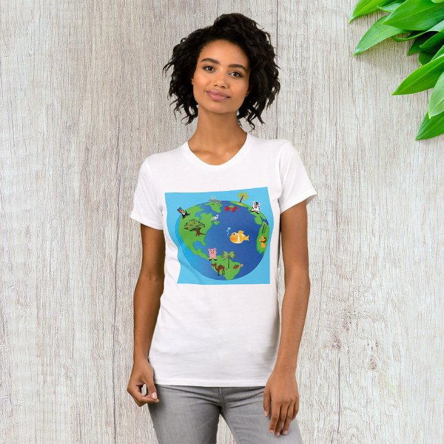 Animal World Map Cute Wildlife Illustration  T-Shirt (Creator Uploaded)