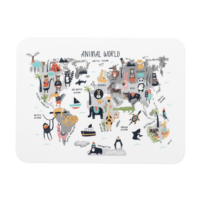 Animal World Map Magnet (Horizontal)