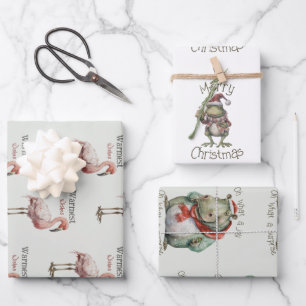 Animal Wrapping Paper Flat Sheet Set of 3