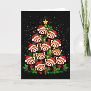 Animal Xmas Tree Santa Hat Red Panda Christmas  Card