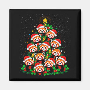 Animal Xmas Tree Santa Hat Red Panda Christmas  Magnet