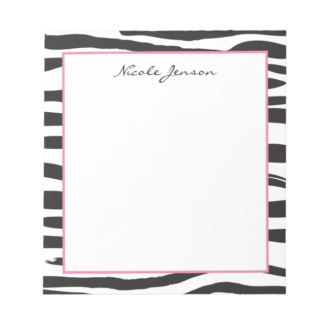 Animal Zebra Print Personalised Notepad (Front)