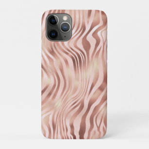 Animal Zebra Stripes Bright Pink Golden Bronze iPhone 11 Pro Case