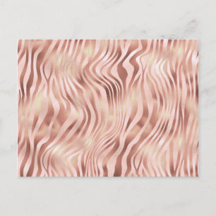 Animal Zebra Stripes Bright Pink Golden Bronze Postcard