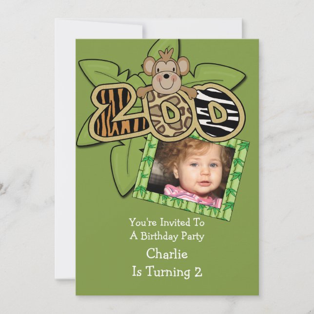 Animal Zoo Birthday Party Invitation (Front)