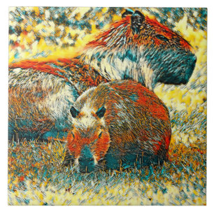 AnimalArt_Capybara_004 Ceramic Tile
