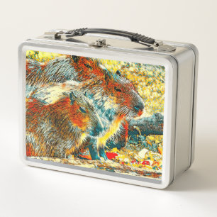 AnimalArt_Capybara_005 Metal Lunch Box