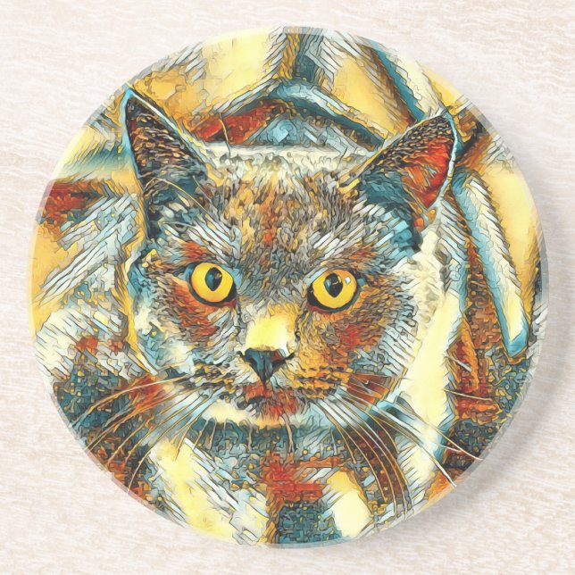 AnimalArt_Cat_004 Coaster (Front)