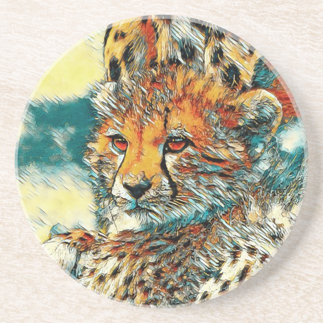 AnimalArt_Cheetah_014 Coaster (Front)