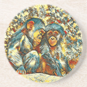 AnimalArt_Chimpanzee_001 Coaster