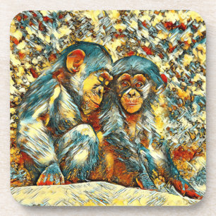 AnimalArt_Chimpanzee_001 Coaster
