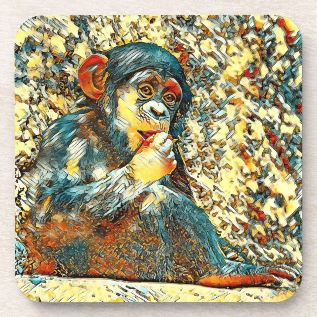 AnimalArt_Chimpanzee_005 Coaster (Front)