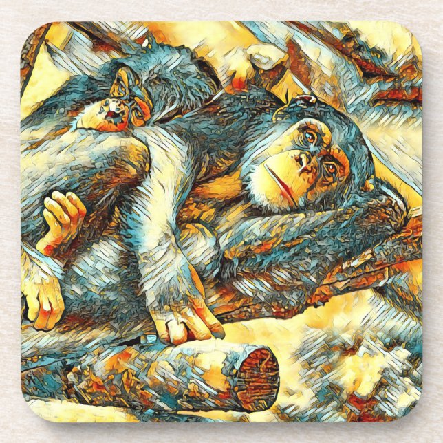 AnimalArt_Chimpanzee_006 Coaster (Front)