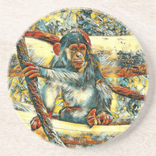 AnimalArt_Chimpanzee_011 Coaster