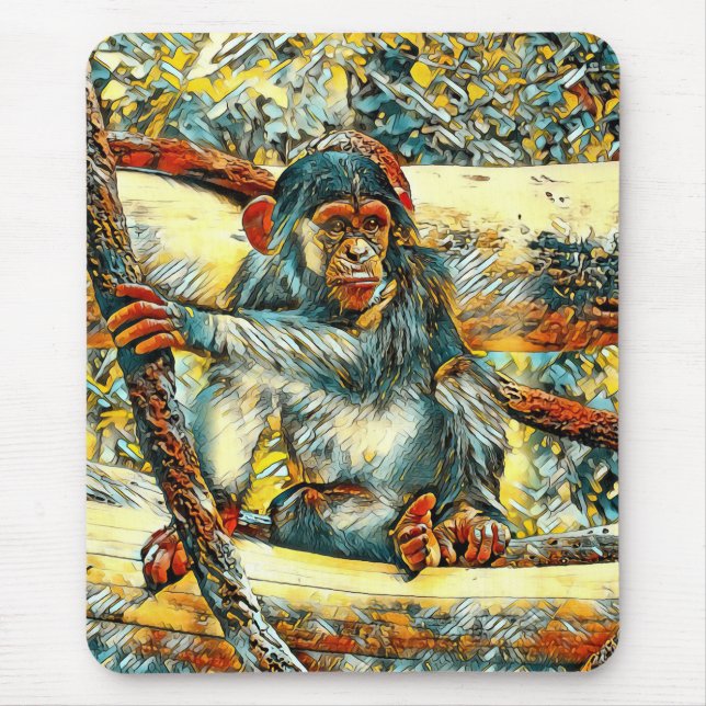 AnimalArt_Chimpanzee_011 Mouse Pad (Front)