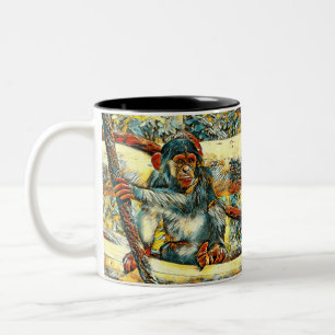 AnimalArt_Chimpanzee_011 Two-Tone Coffee Mug